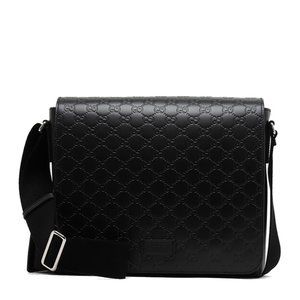 Gucci Messenger Guccissima Black Leather and GG Leather Shoulder Bag